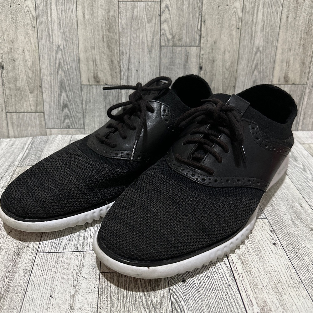 Cole Haan 2 zero grand black knit comfortable lace up shoes size 8.5